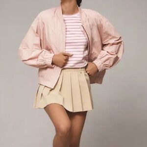 Maeve Light Pink Bomber Jacket with Ribbed Collar Elastic Hem size Medium GUC